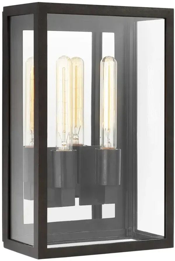 Fresno Medium 3/4 Wall Lantern in Aged Iron with Clear Glass