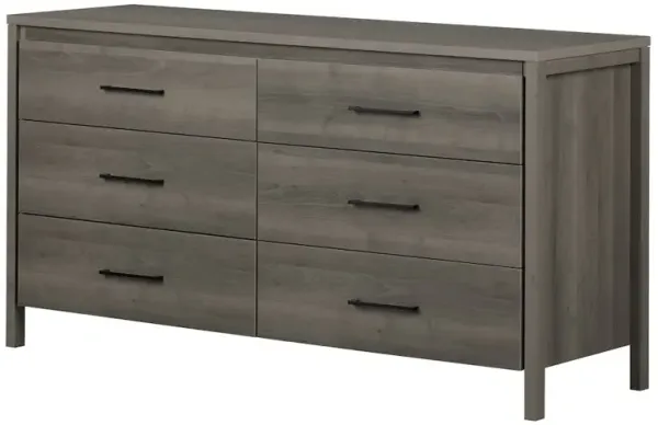 South Shore Gravity 6-Drawer Double Dresser, Gray Maple
