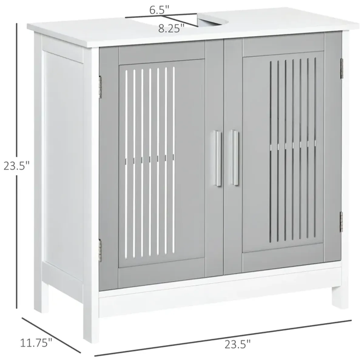 Grey/White Vanity Storage: Modern Under Sink Cabinet with Doors