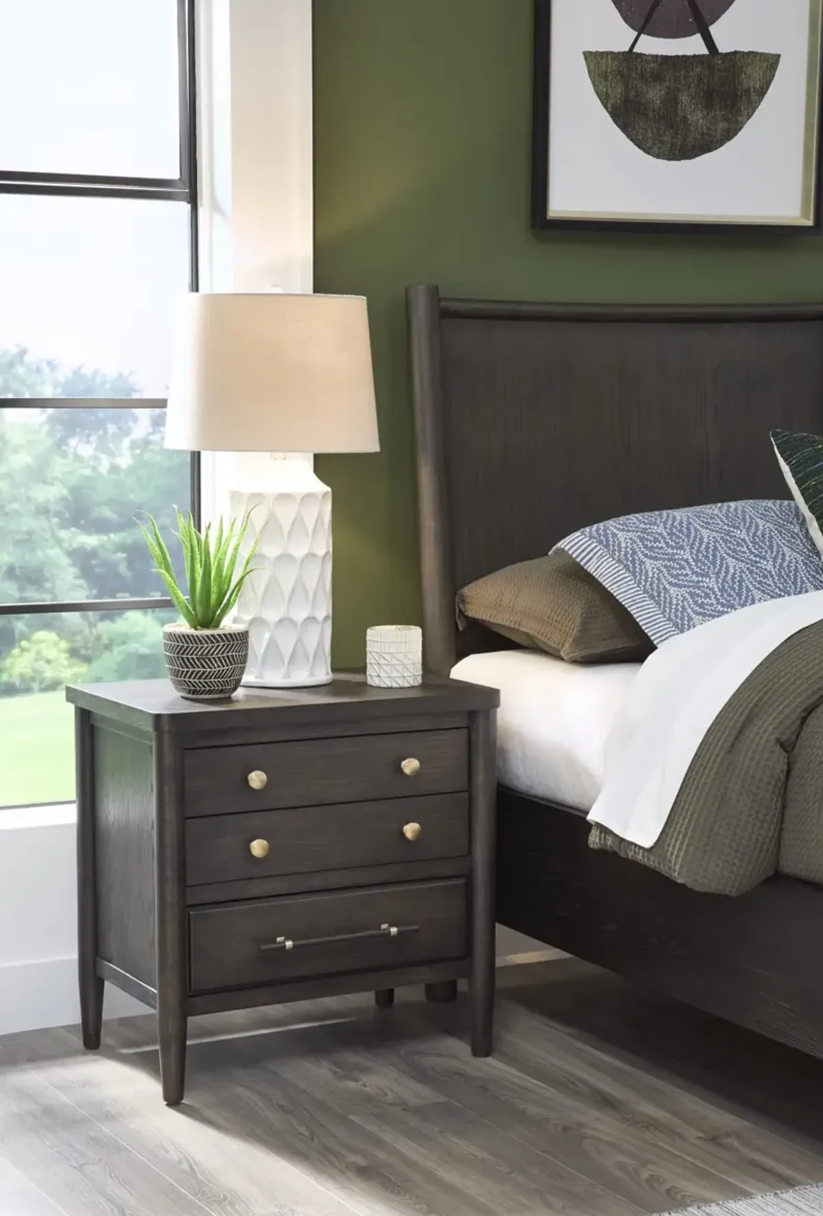 Rockport Three Drawer Large Nightstand in Yin