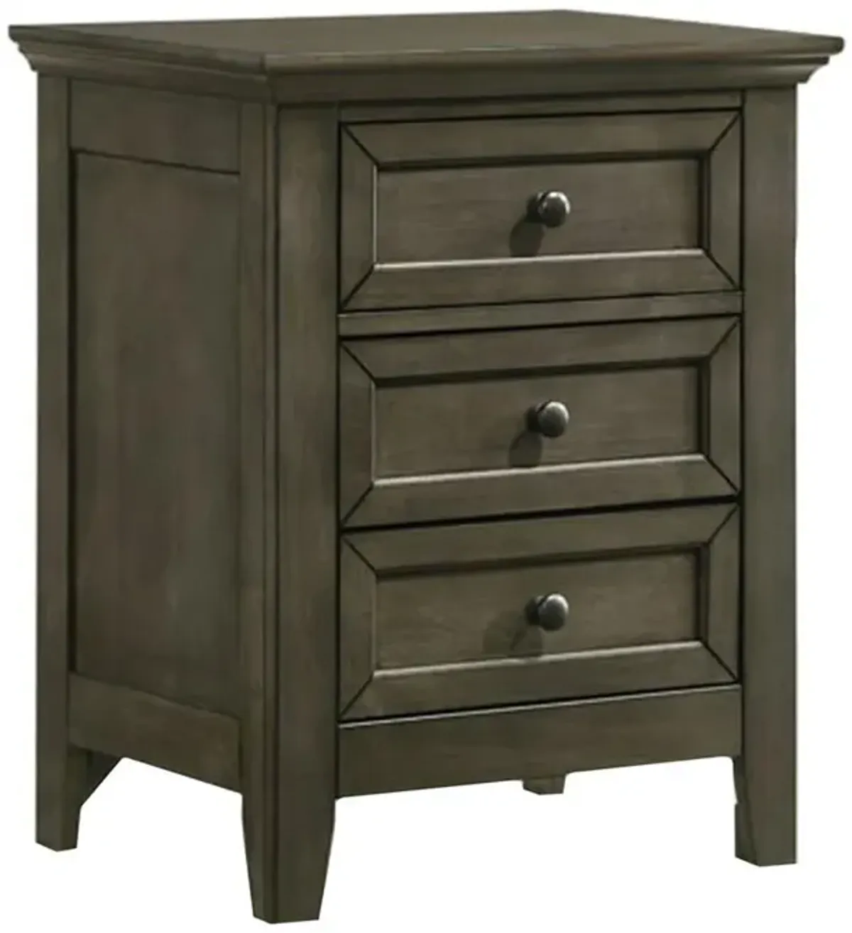 Nightstand, 3 Drawer in Gray