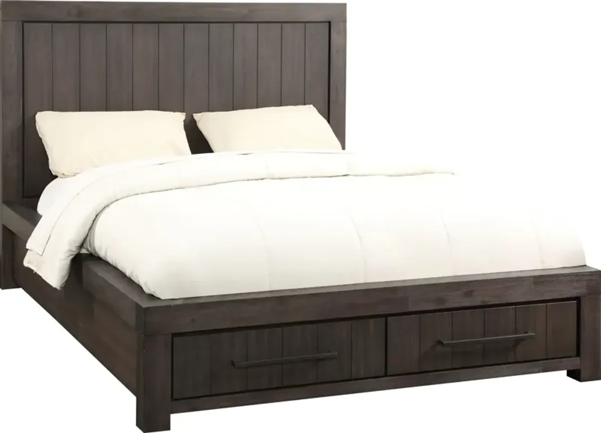Heath California King-Size Two Drawer Storage Bed in Basalt Grey