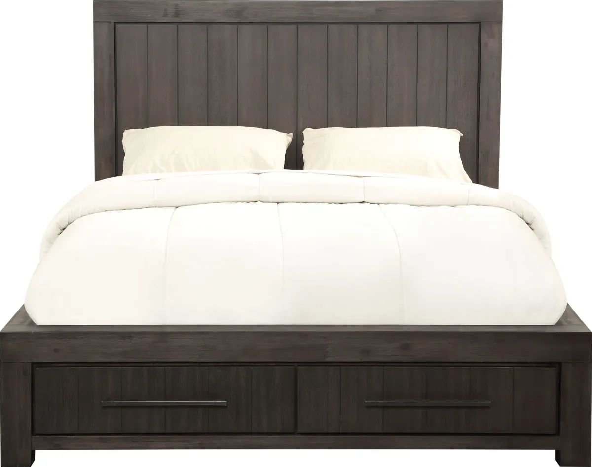 Heath California King-Size Two Drawer Storage Bed in Basalt Grey