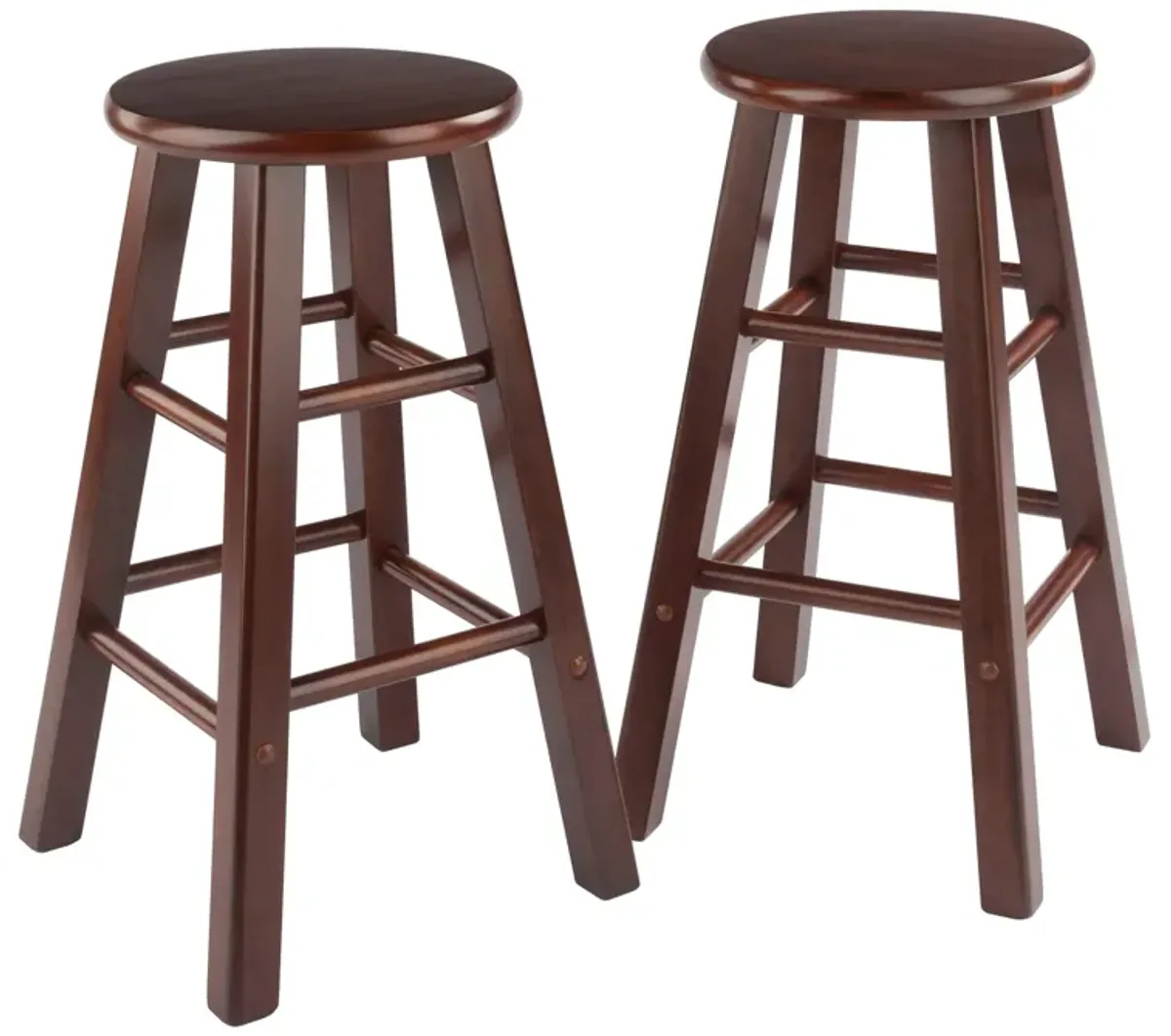 Yardlio Wood Element Counter Stools - Stylish, Durable, Walnut Finish (Set of 2)