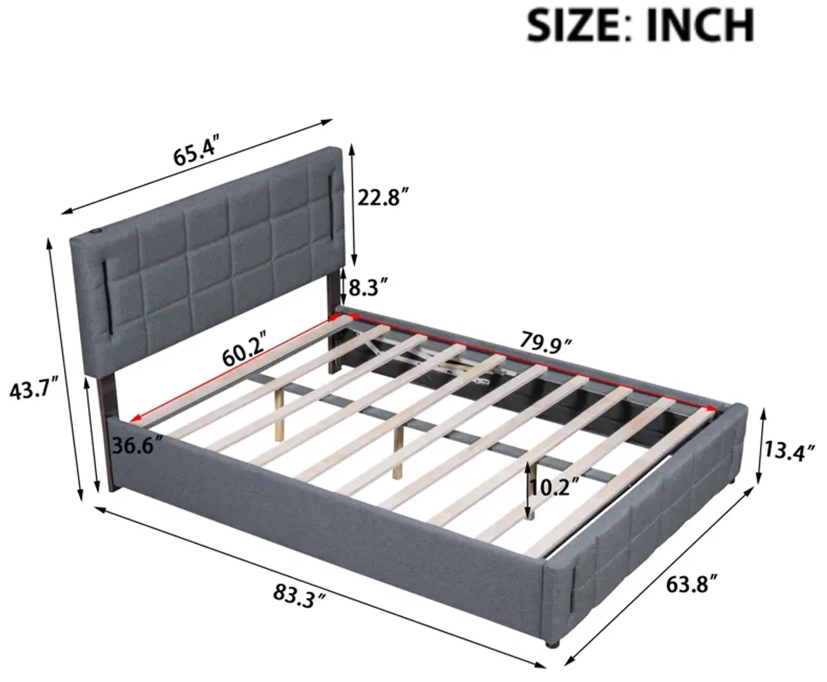 Merax Platform Bed with Hydraulic Storage System and LED Light