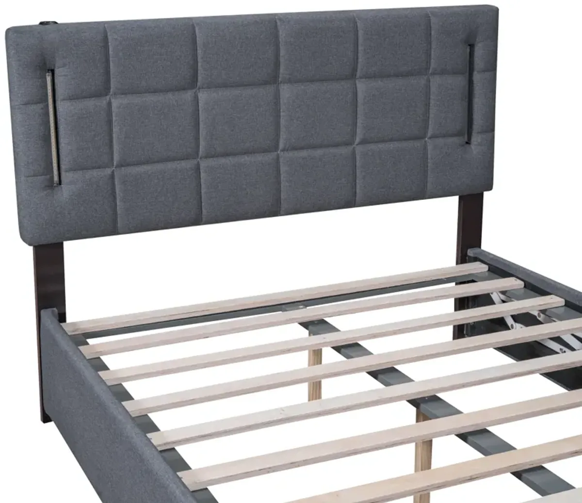 Merax Platform Bed with Hydraulic Storage System and LED Light