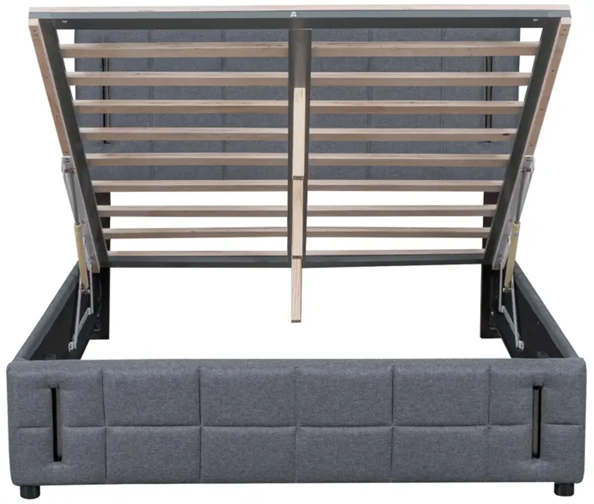 Merax Platform Bed with Hydraulic Storage System and LED Light