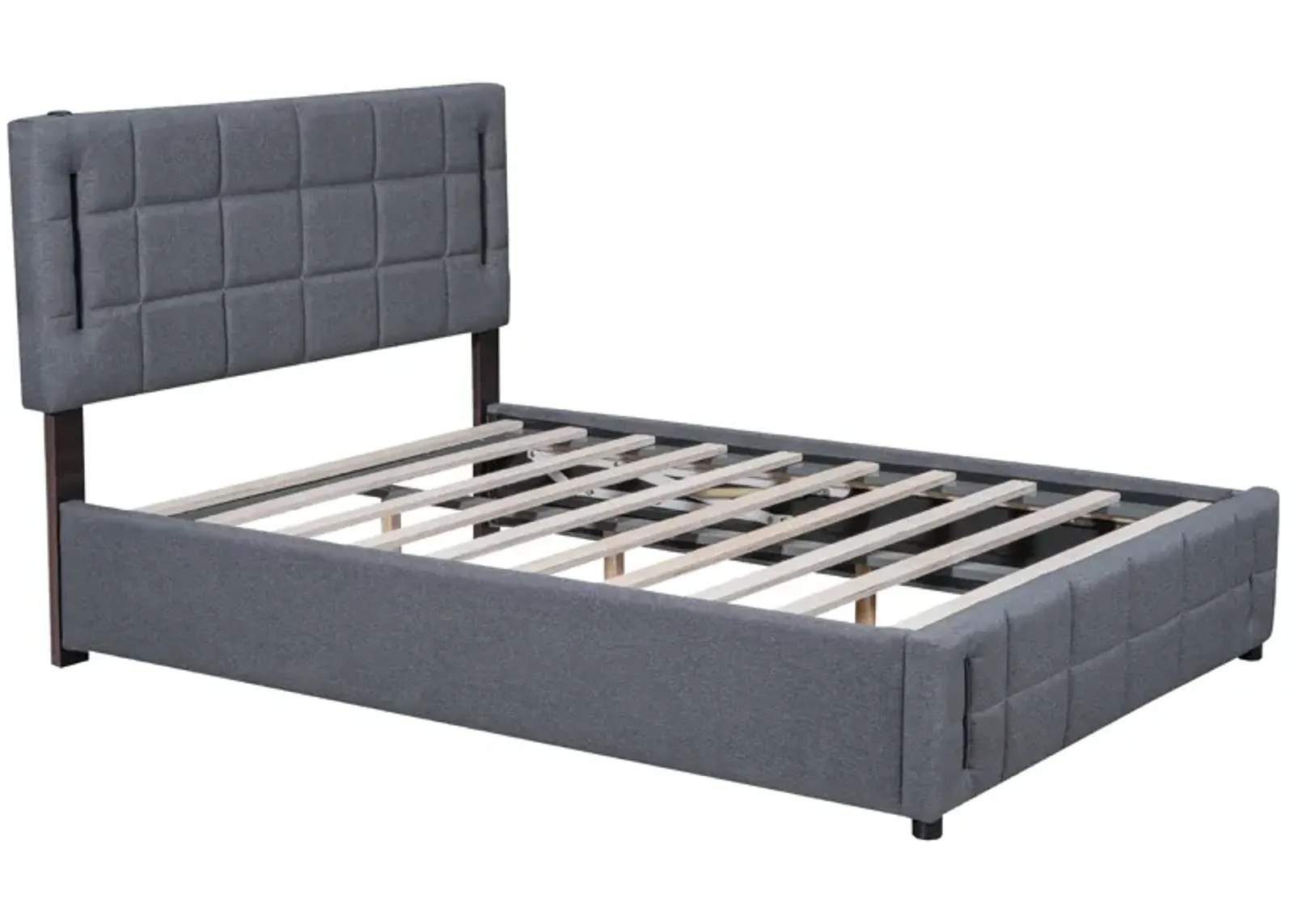 Merax Platform Bed with Hydraulic Storage System and LED Light