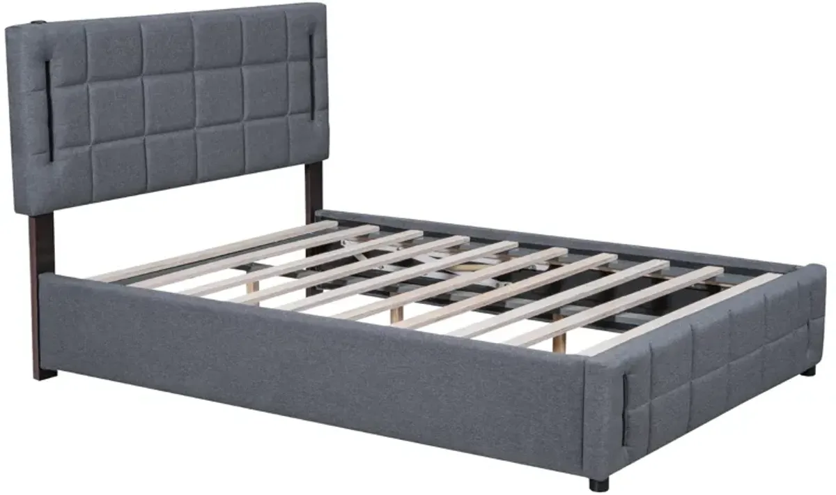 Merax Platform Bed with Hydraulic Storage System and LED Light