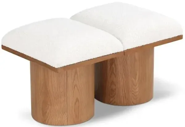 Meridian Furniture Pavilion Cream Boucle Fabric Bench