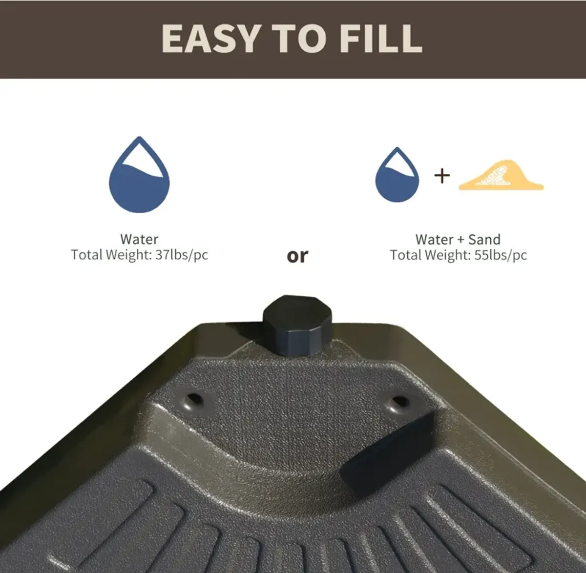 Coffee Patio Stabilizer: Fan-Shaped Cantilever Umbrella Base Weights