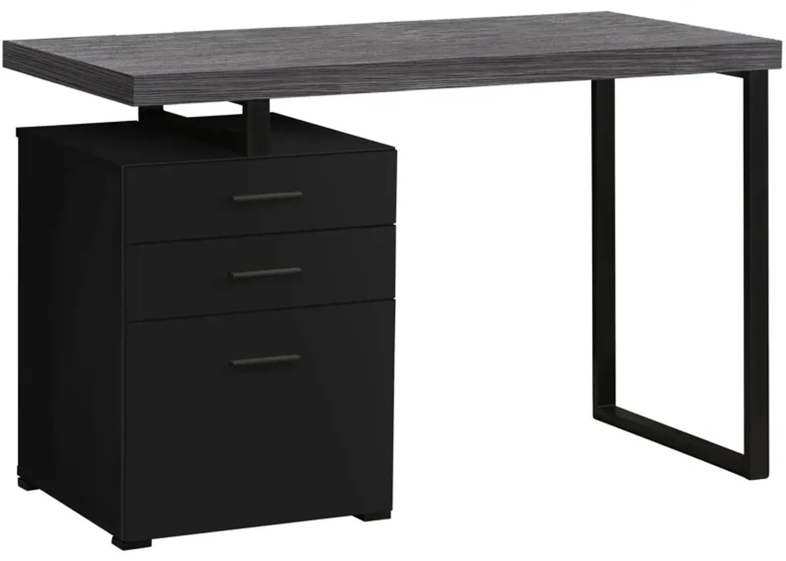 Monarch Specialties I 7411 Computer Desk, Home Office, Laptop, Left, Right Set-up, Storage Drawers, 48"L, Work, Metal, Laminate, Black, Grey, Contemporary, Modern