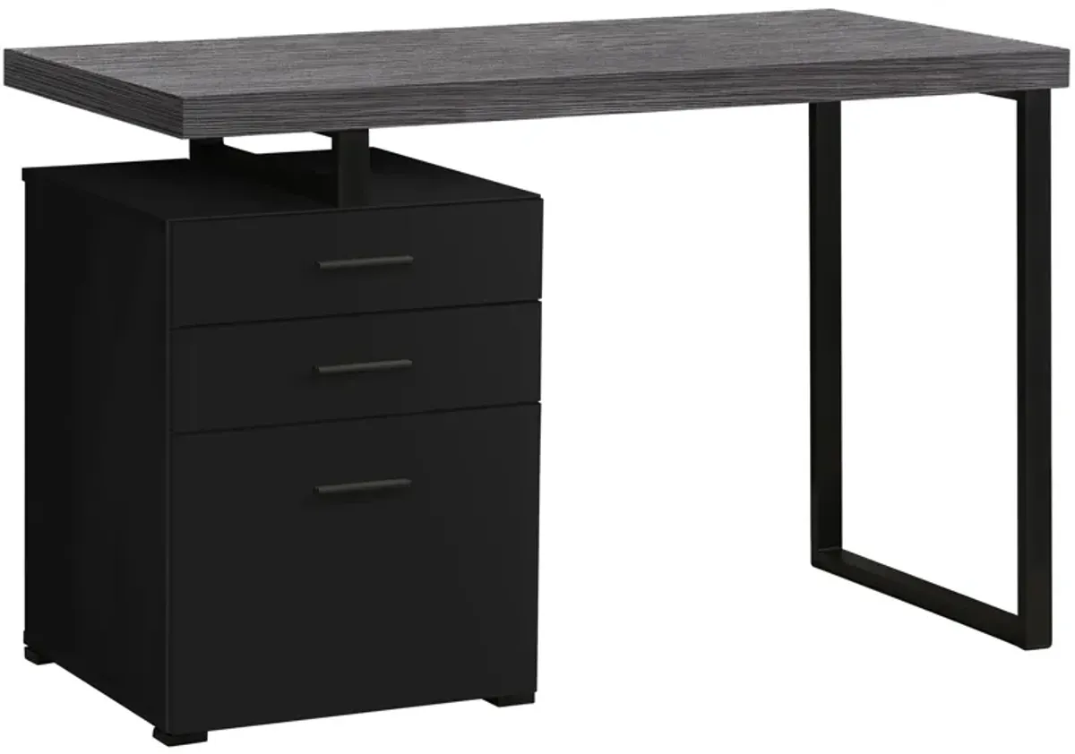 Monarch Specialties I 7411 Computer Desk, Home Office, Laptop, Left, Right Set-up, Storage Drawers, 48"L, Work, Metal, Laminate, Black, Grey, Contemporary, Modern