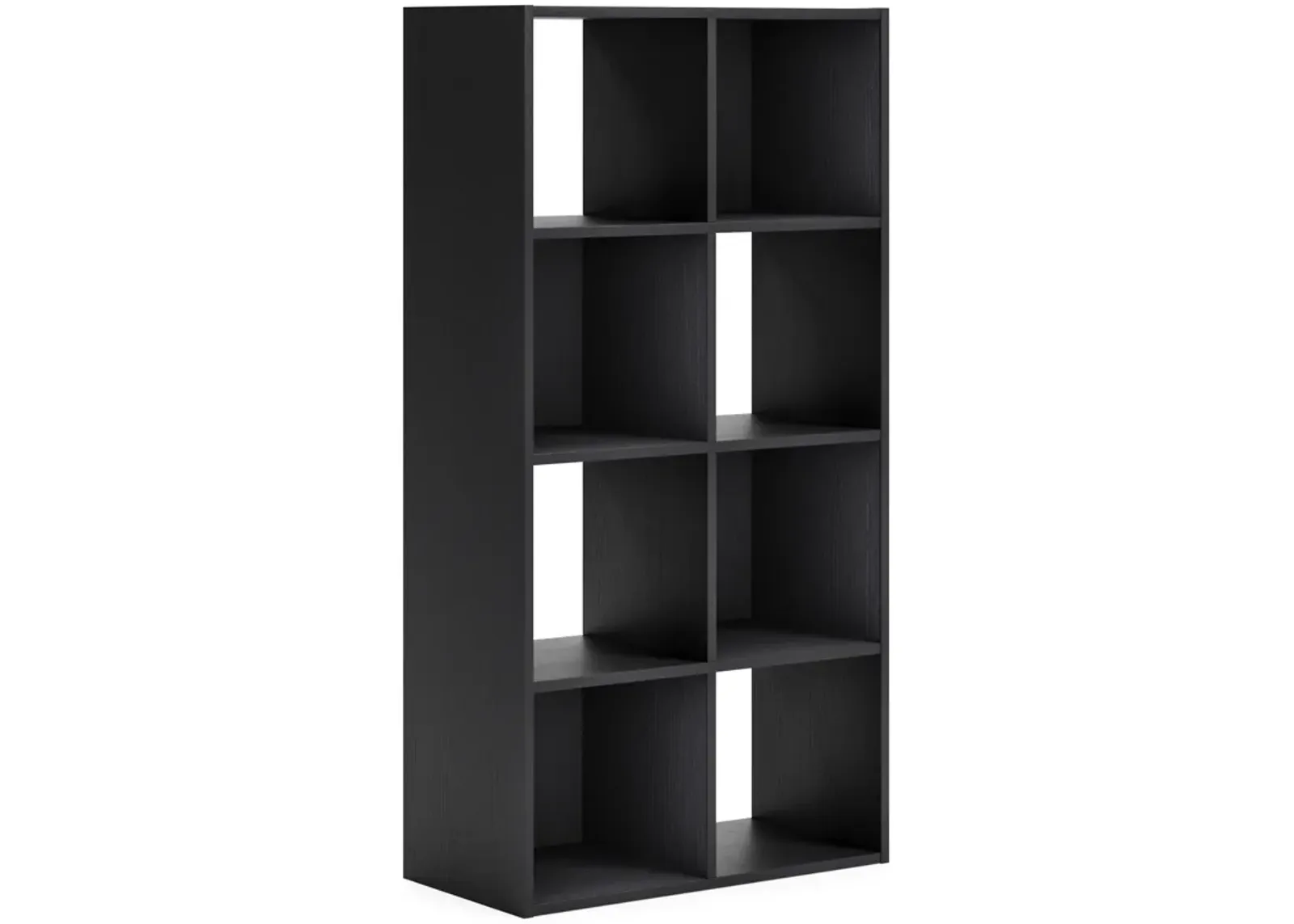 Zayla 48 Inch Tall Wood Bookcase Organizer, 8 Cube Compartments, Black-Benzara