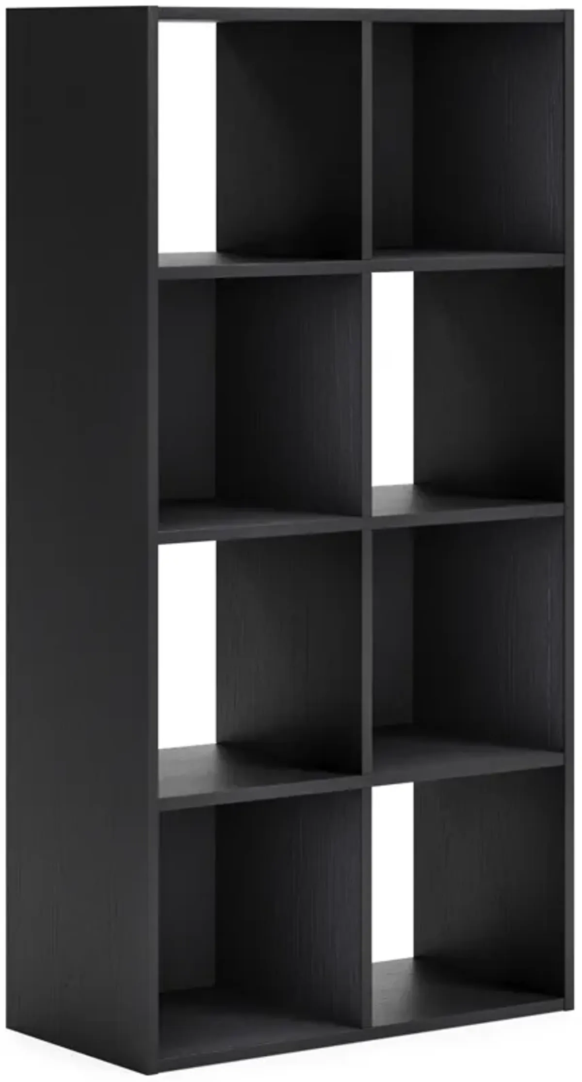 Zayla 48 Inch Tall Wood Bookcase Organizer, 8 Cube Compartments, Black-Benzara