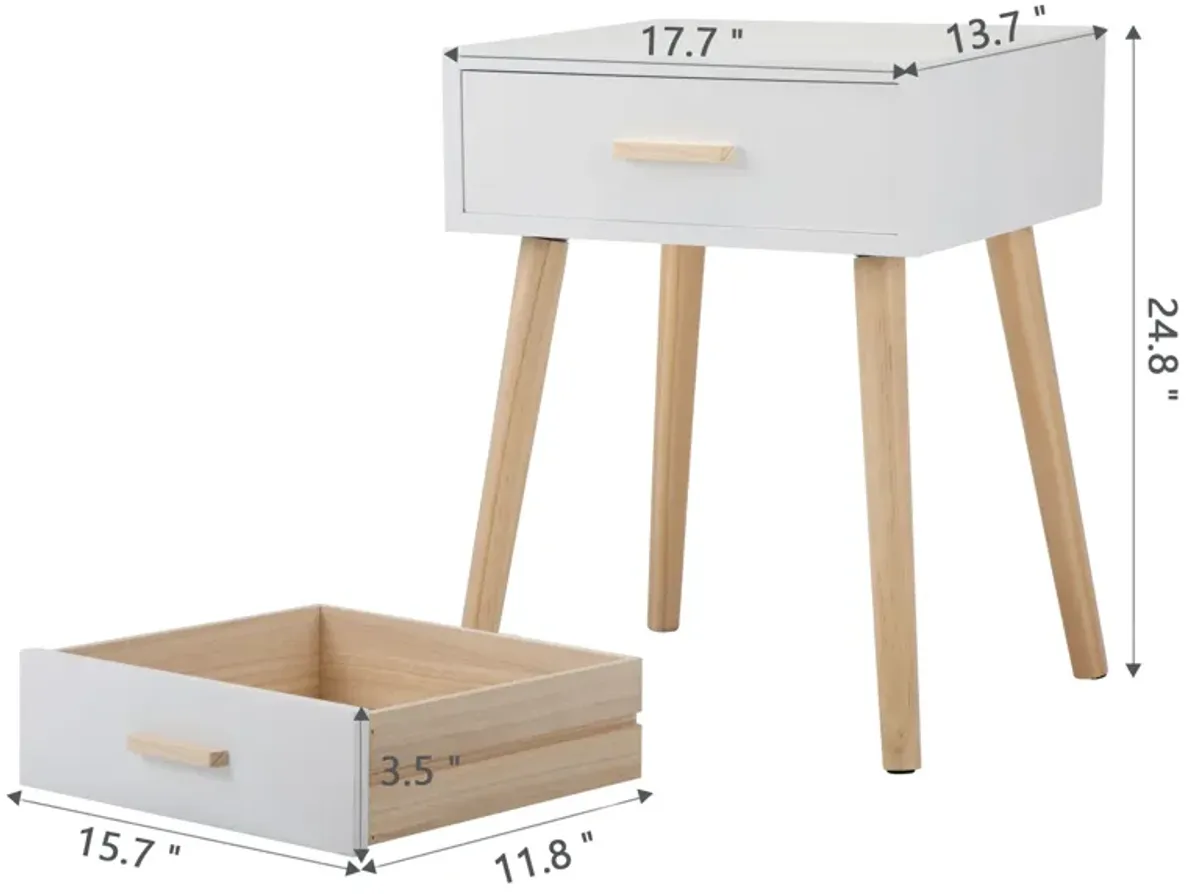 Jaxpety Single Drawer Nightstand White 2pc