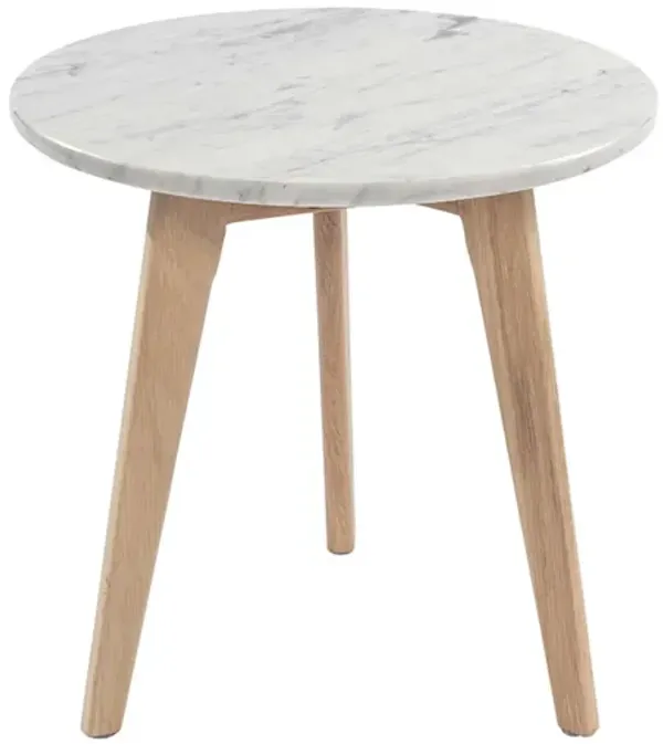 Cherie 15" Round Italian Carrara Side Table