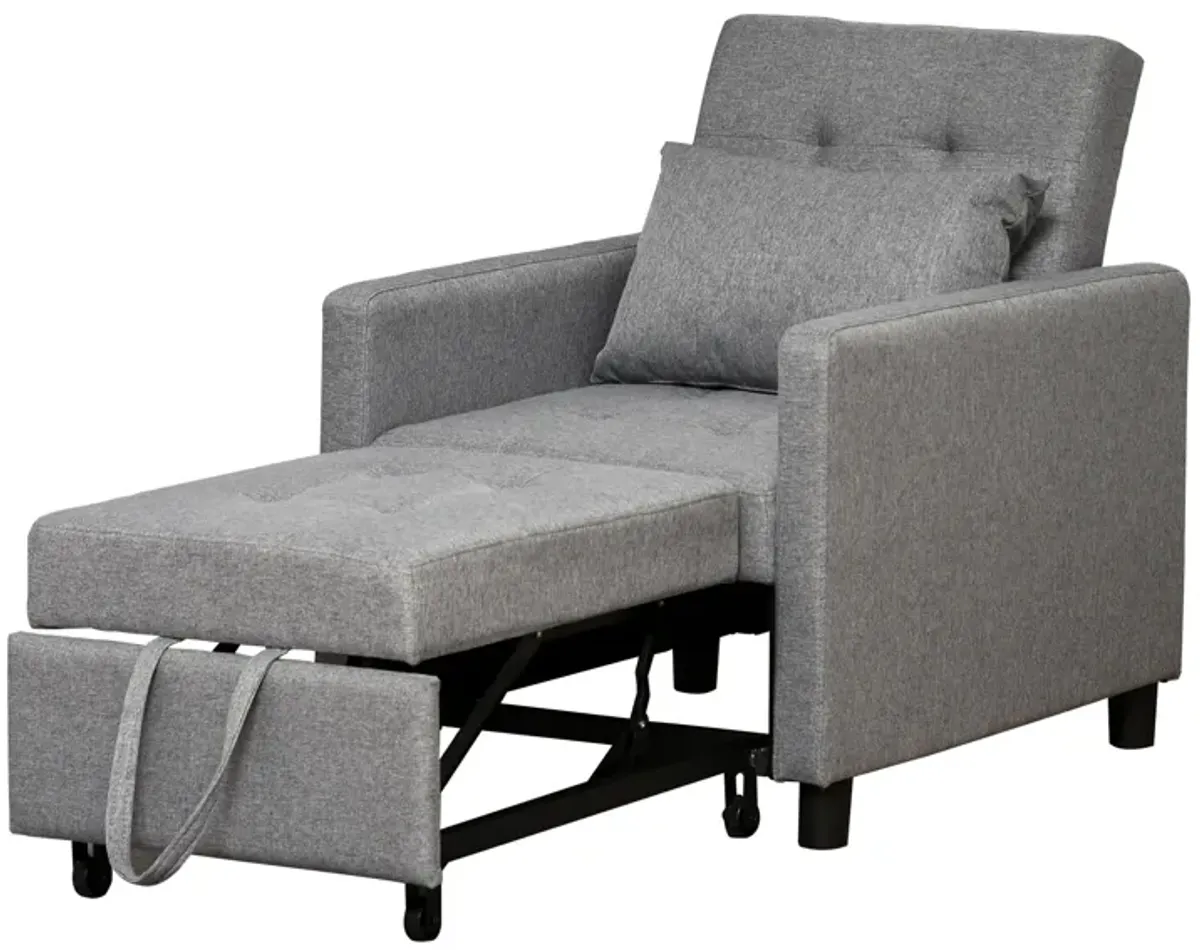 Recliner Sofa Sleeper Chair with 3 Adjustable Backrest Angles and 4 Wheels