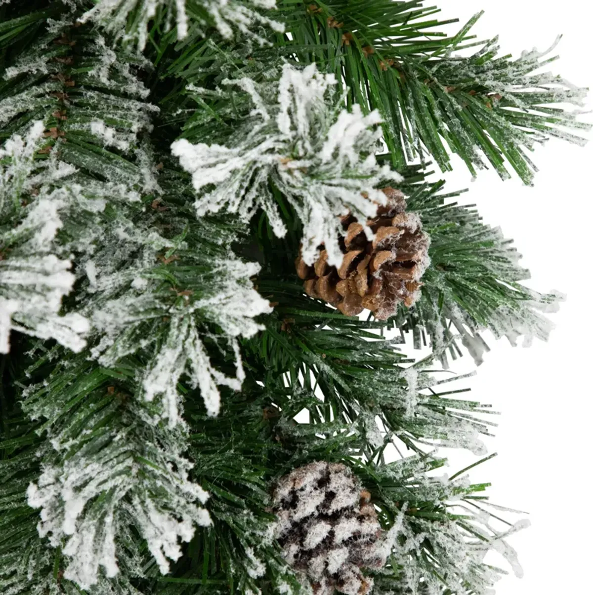 22" Snowy Flocked Angel Pine with Pine Cones Christmas Teardrop Swag - Unlit