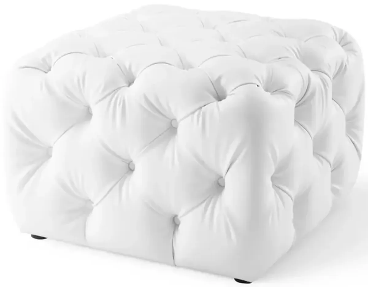 Amour Tufted Button Square Faux Leather Ottoman