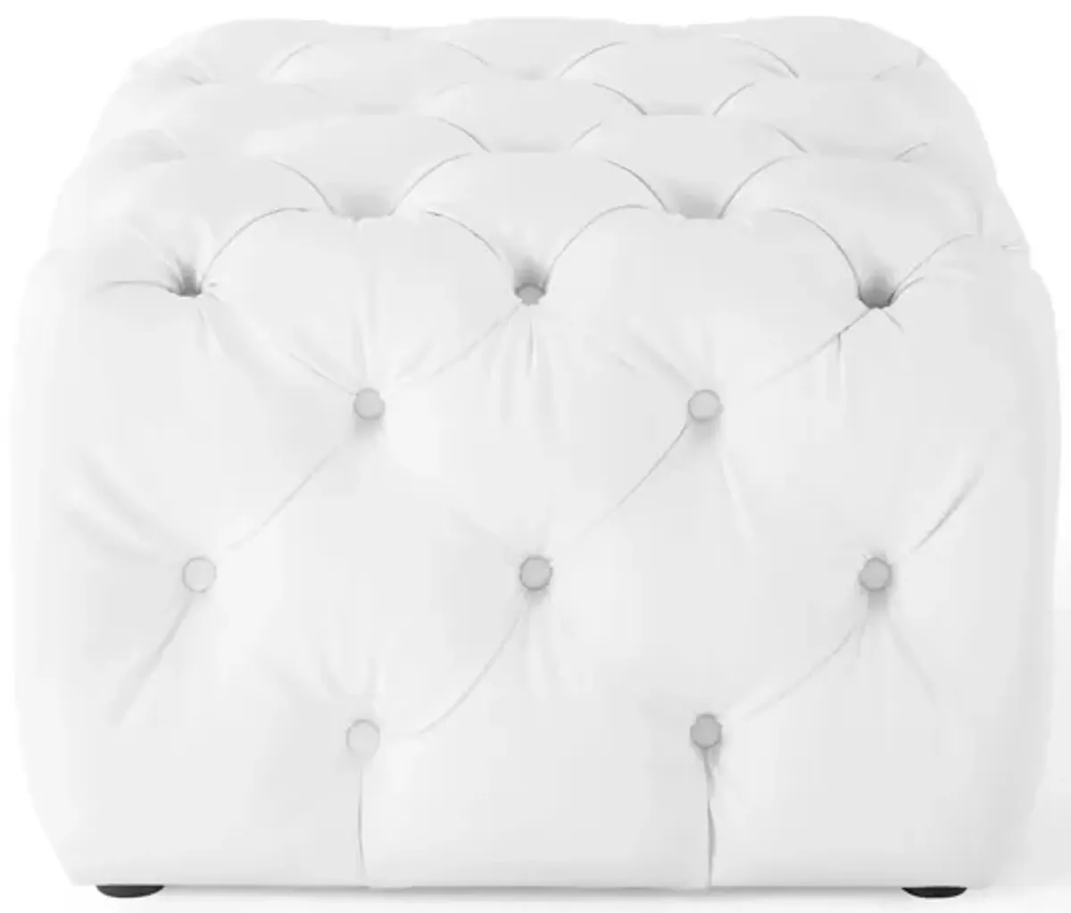 Amour Tufted Button Square Faux Leather Ottoman