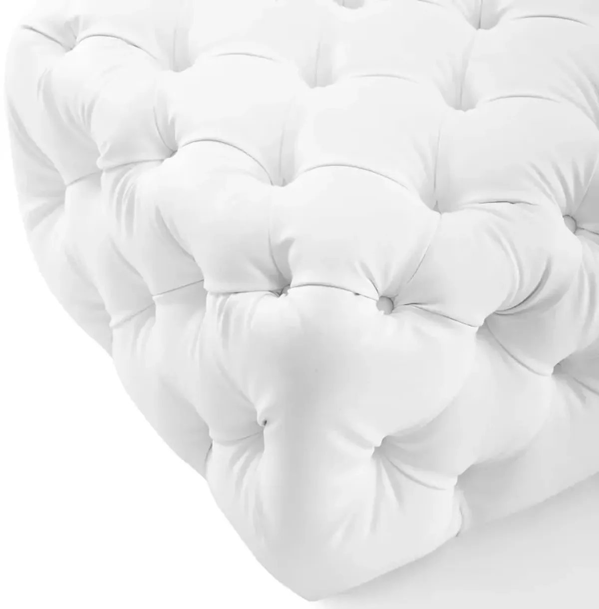 Amour Tufted Button Square Faux Leather Ottoman