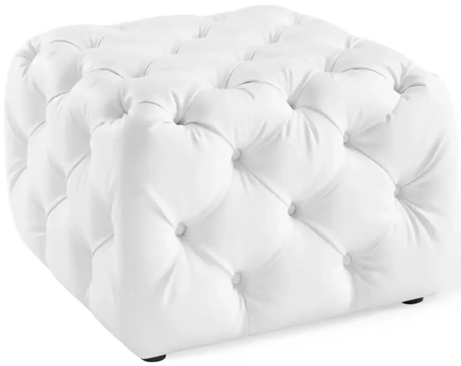 Amour Tufted Button Square Faux Leather Ottoman