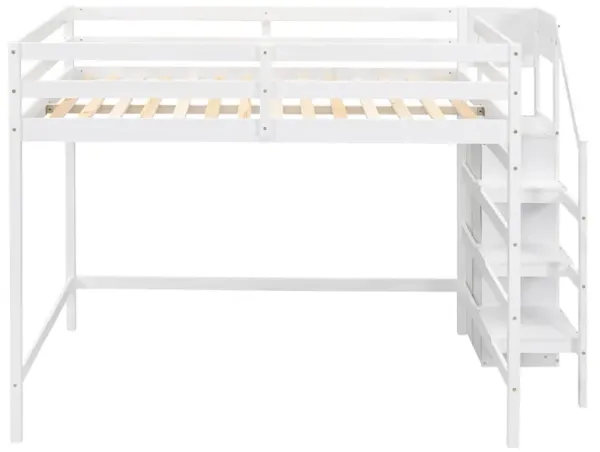 Merax Loft Bed with Built-in Storage Wardrobe and Staircase