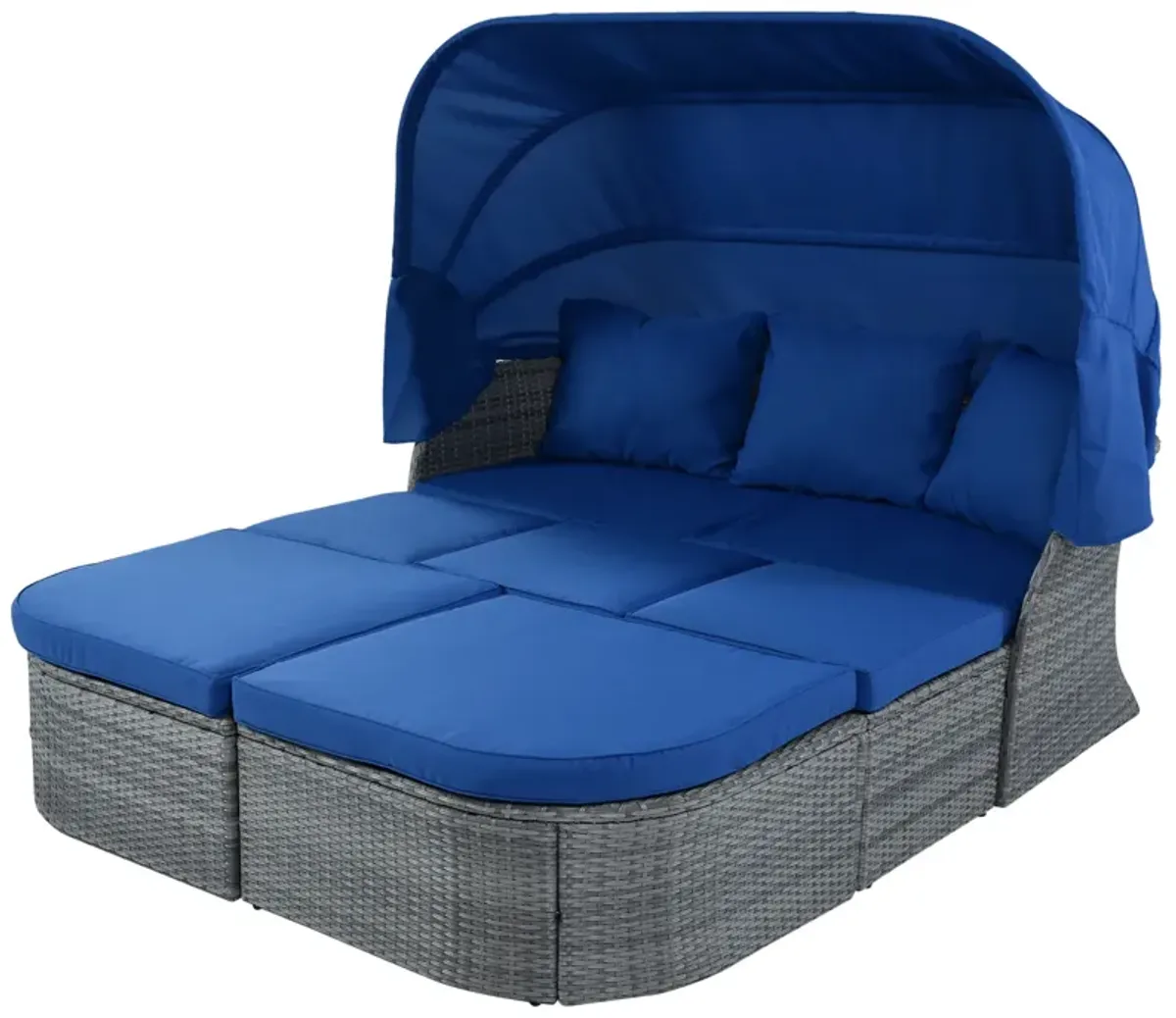 Outdoor Patio Furniture Set Daybed Sunbed with Retractable Canopy Conversation Set Wicker Furniture