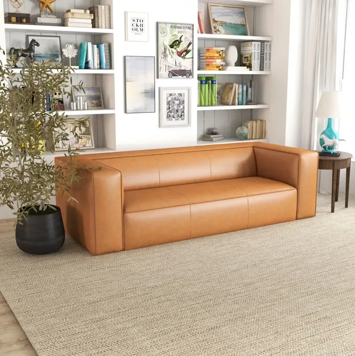 Ashcroft Furniture Co Colton Leather Sofa (Tan)