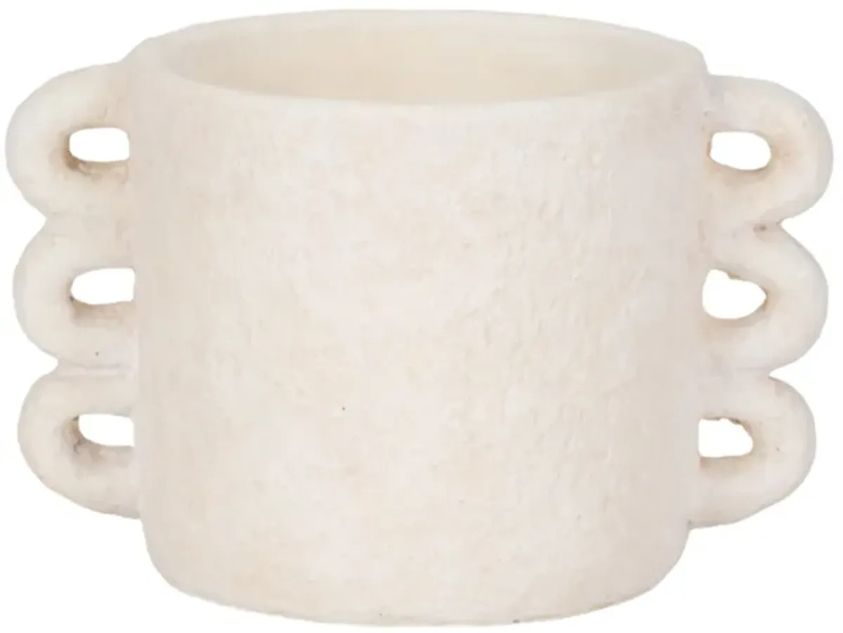 10" White Arch Handle Planter