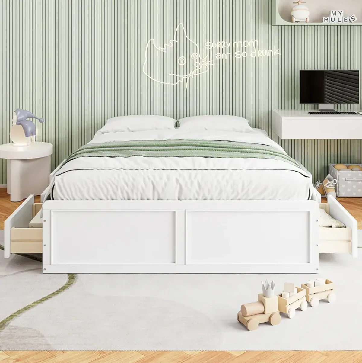 Merax Platform Bed Frame with 6 Drawers
