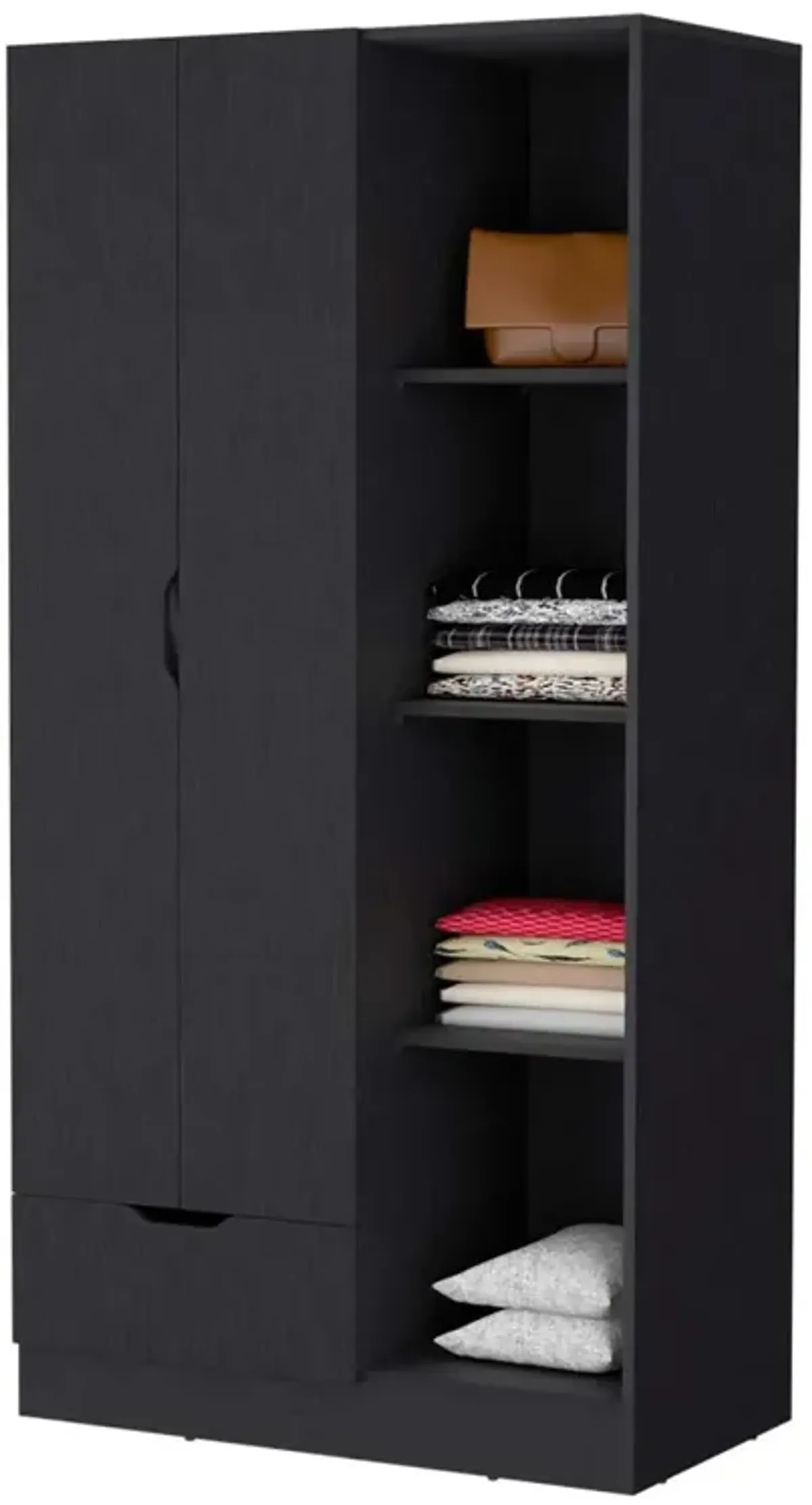 Cimarron 2-Door Armoire With Open Compartment Black