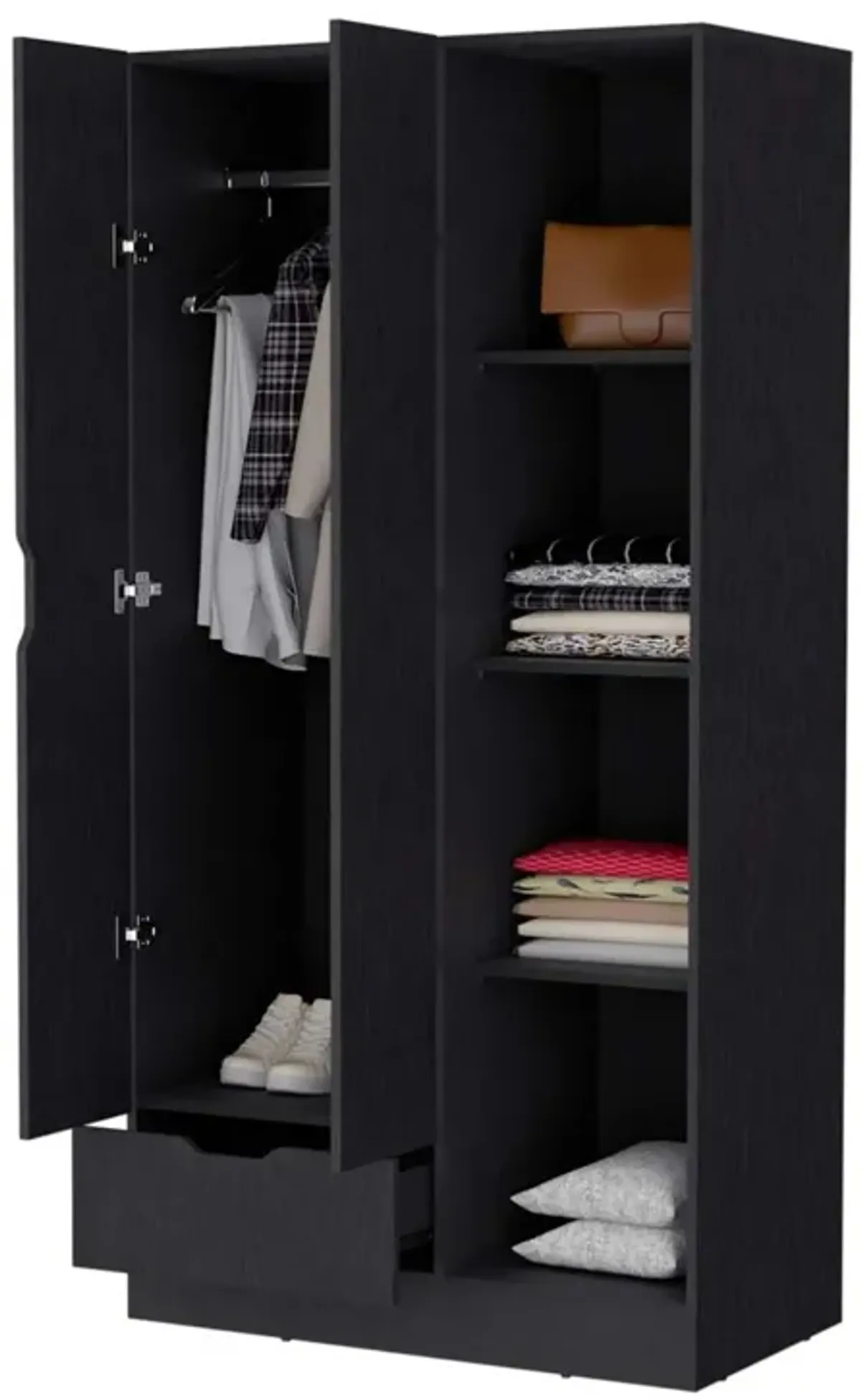 Cimarron 2-Door Armoire With Open Compartment Black