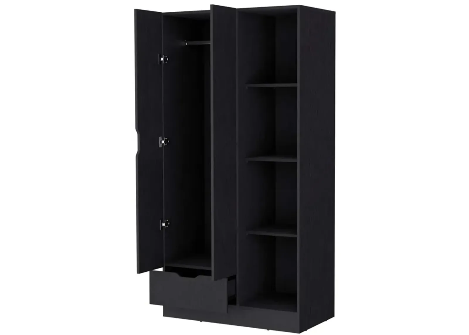 Cimarron 2-Door Armoire With Open Compartment Black