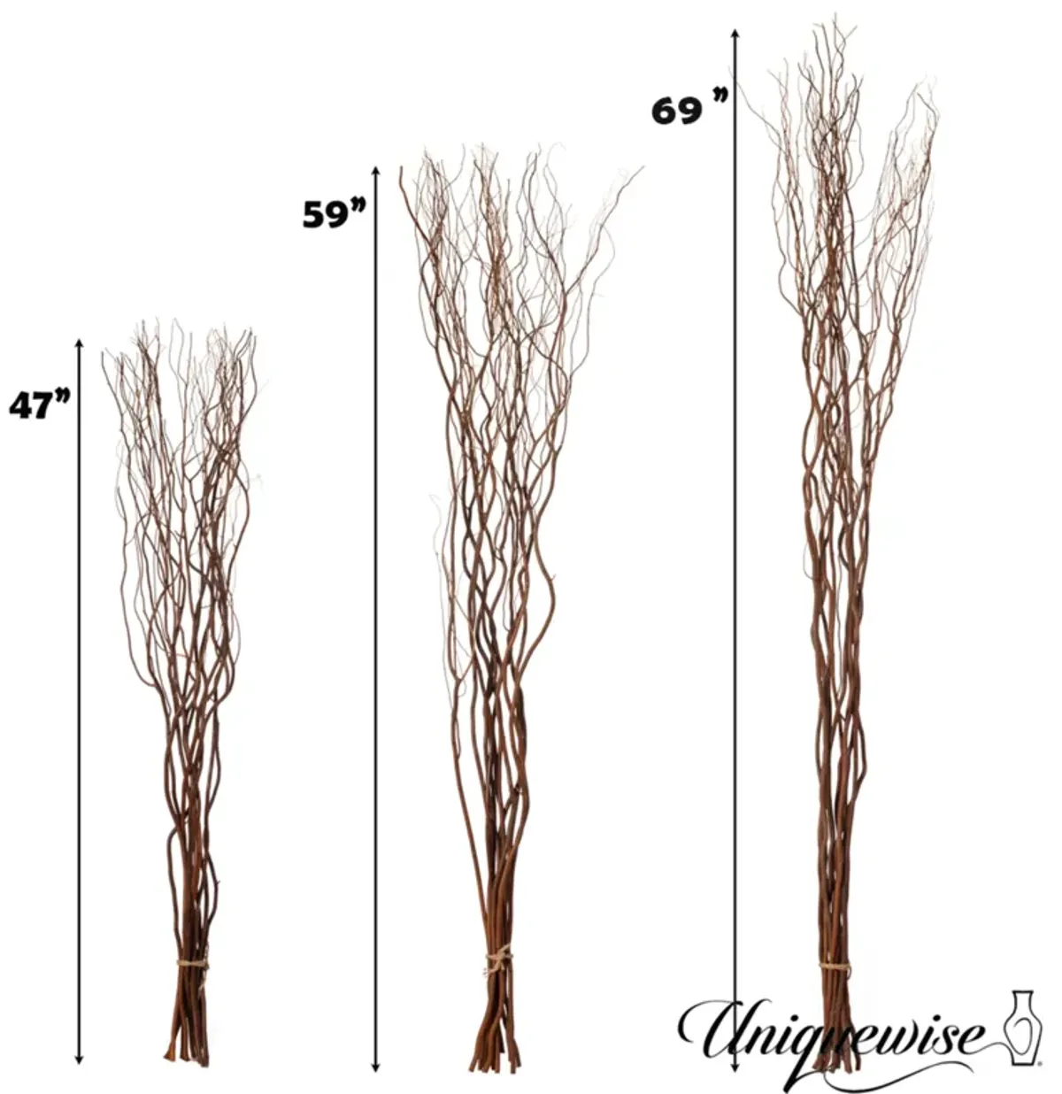 Uniquewise 12 pcs Natural Decorative Dry Branches Authentic Willow Sticks, Home Decoration and Wedding Craft 70 in, DIY Greenery Plants Craft Vases fillers Garden Hotel Farmhouse Decor.