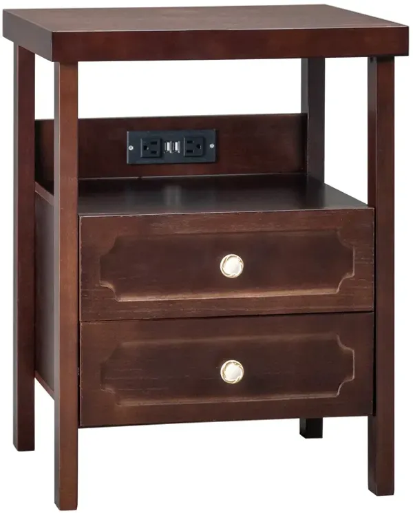 Wooden Nightstand with 2 Storage Drawers Sleek Bedside Table for Contemporary Interiors