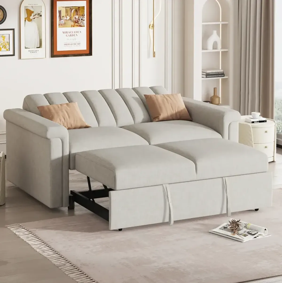 Convertible Soft Cushion Sofa Pull Bed, For Two People