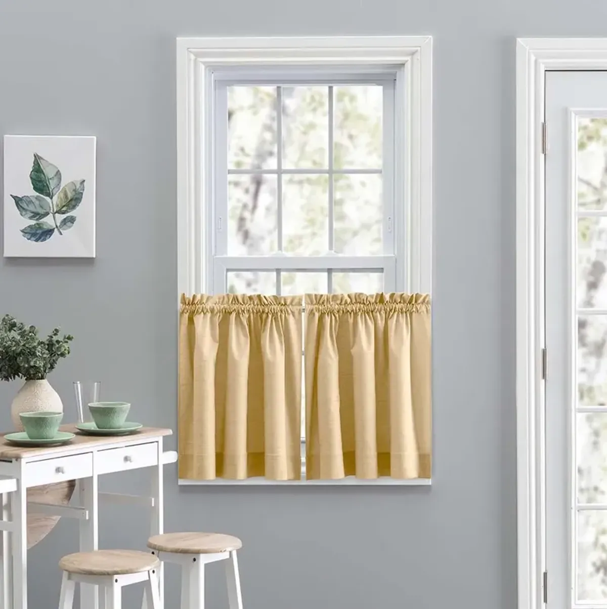 Ellis Curtain Lisa Solid Color Poly Cotton Duck Fabric Tailored Tier