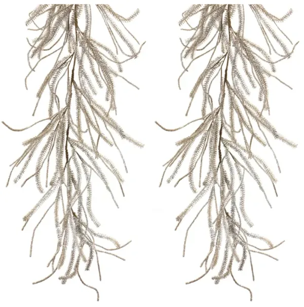 Artificial Glittered Pine Garland Set of 2 for Winter Holiday Accents