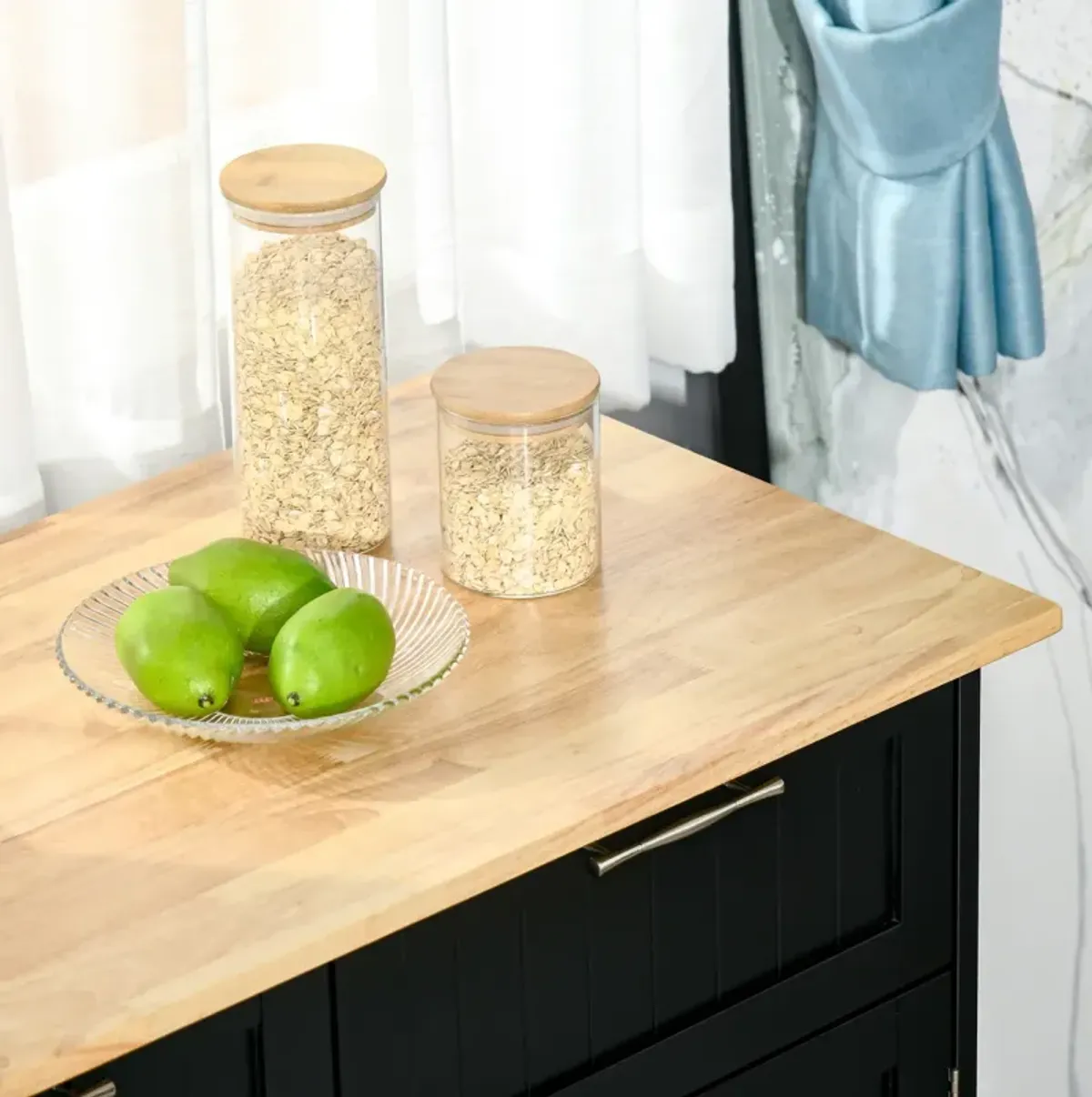 Streamdale Modern Rolling Kitchen Island With Rubberwood Top