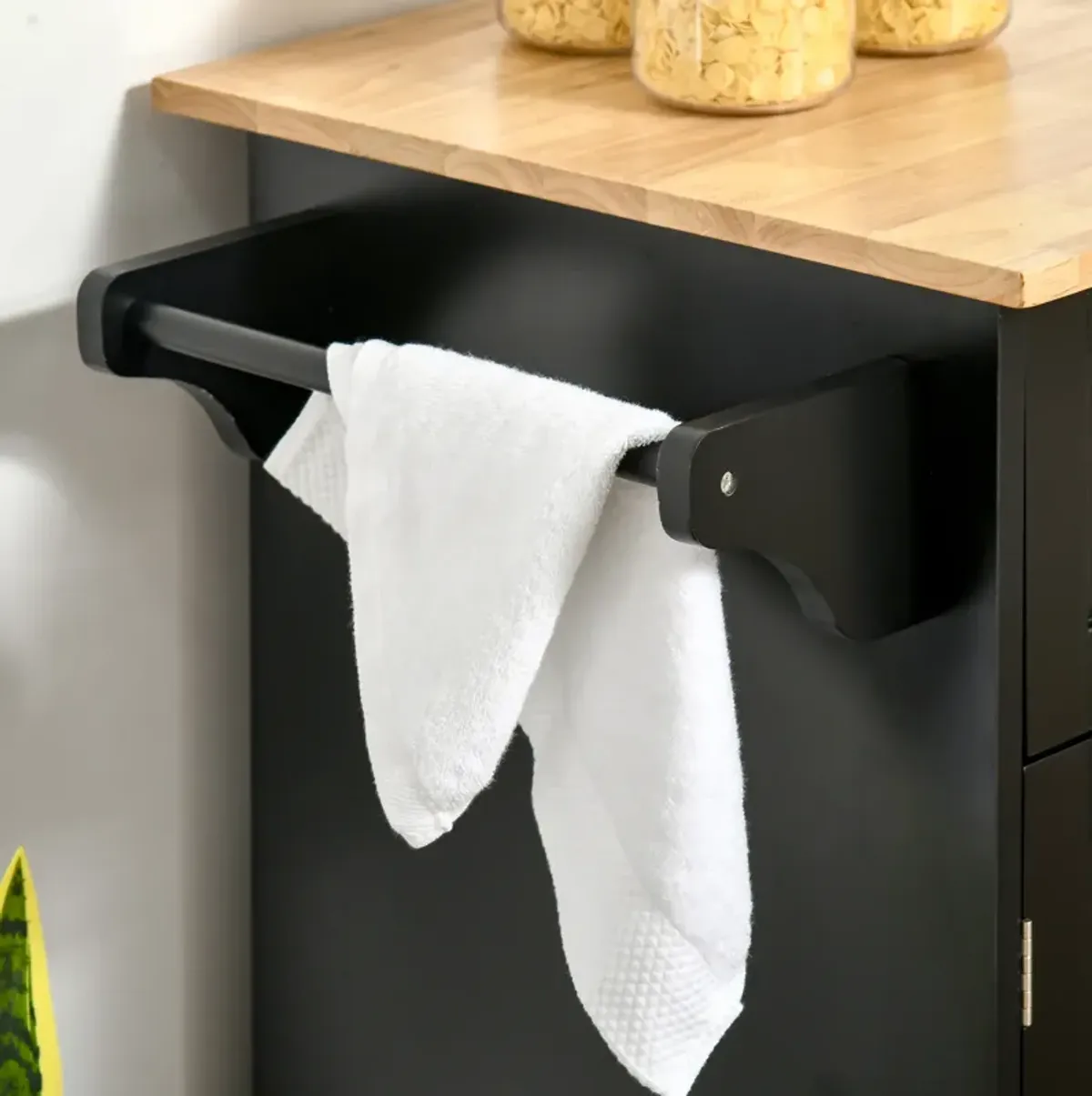 Streamdale Modern Rolling Kitchen Island With Rubberwood Top