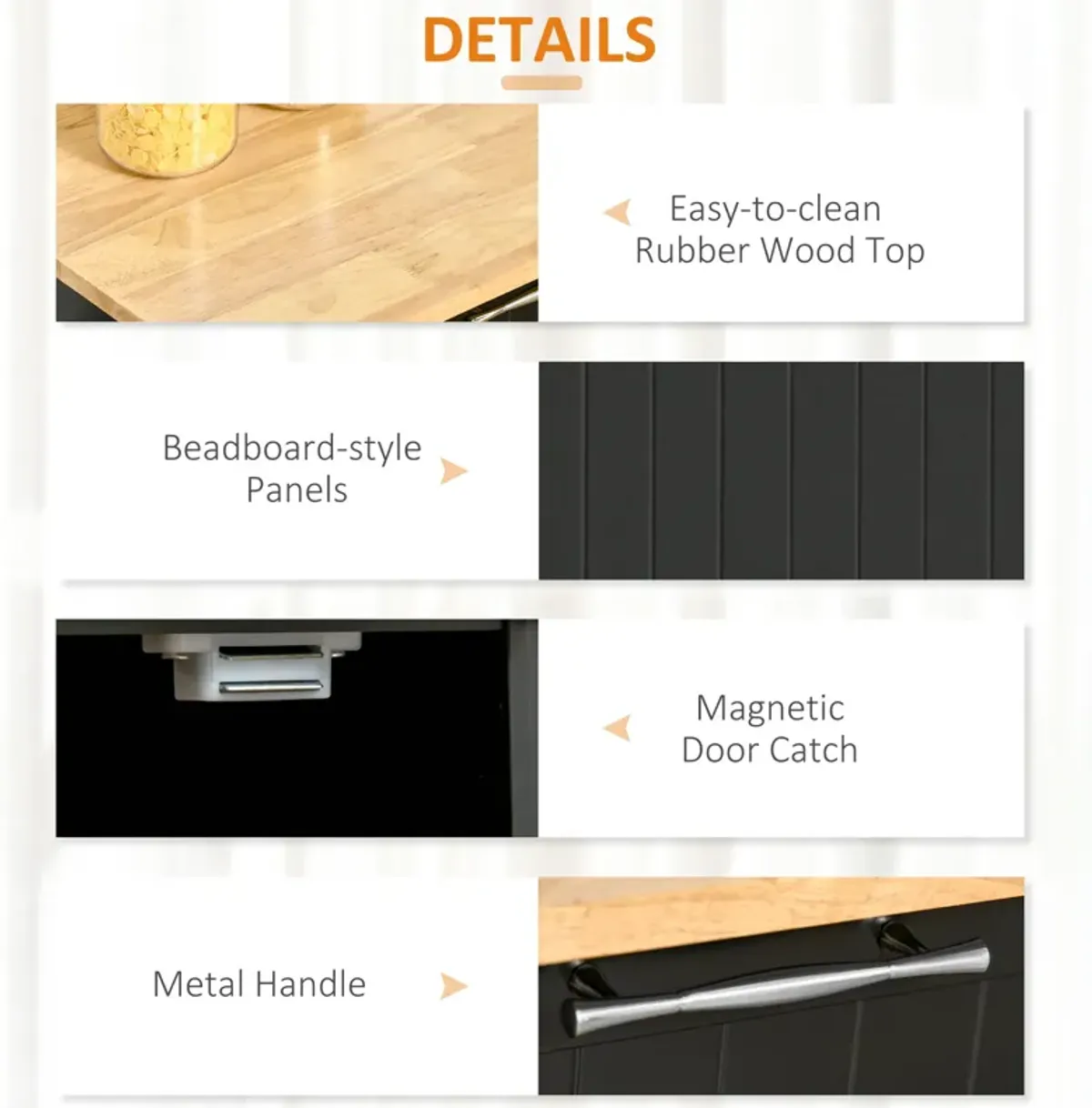 Streamdale Modern Rolling Kitchen Island With Rubberwood Top