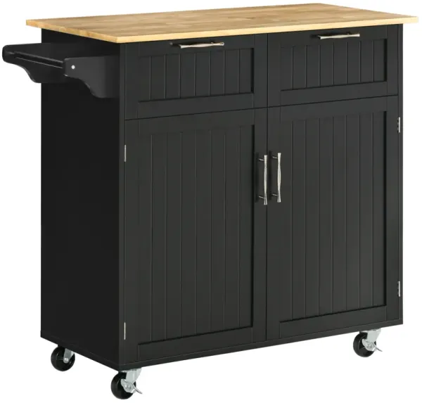 Streamdale Modern Rolling Kitchen Island With Rubberwood Top