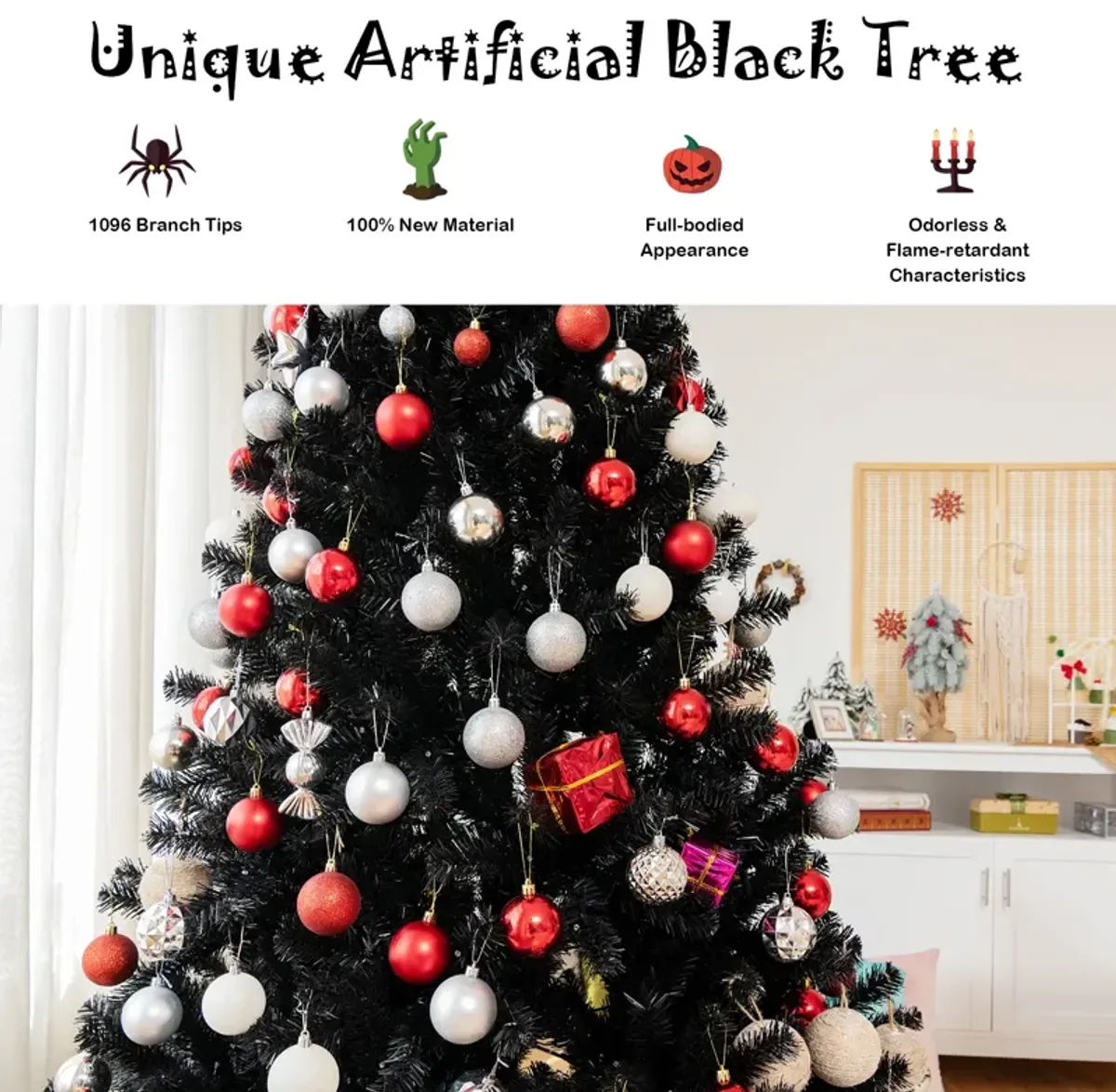 Artificial Christmas Halloween Tree with Purple LED Lights for Spooky and Festive Holiday Decor