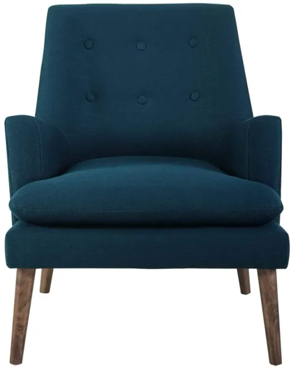 Modway Leisure Mid-Century Modern Upholstered Fabric Lounge Accent Chair in Azure