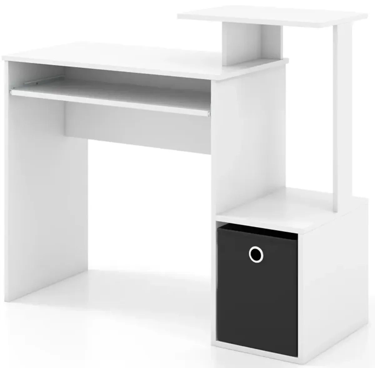 Space-saving Computer Desk with Pull-out Keyboard Tray for Small Offices