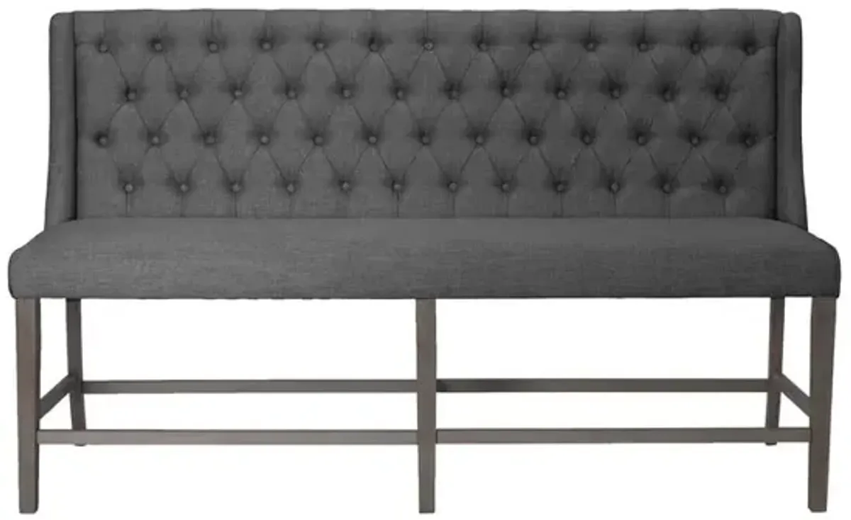 Best Quality Furniture Classic Counter Height Upholstered Bench with Backrest and Tufted Buttons