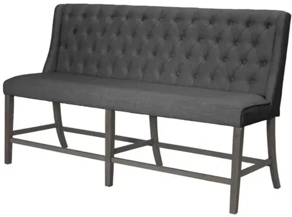 Best Quality Furniture Classic Counter Height Upholstered Bench with Backrest and Tufted Buttons