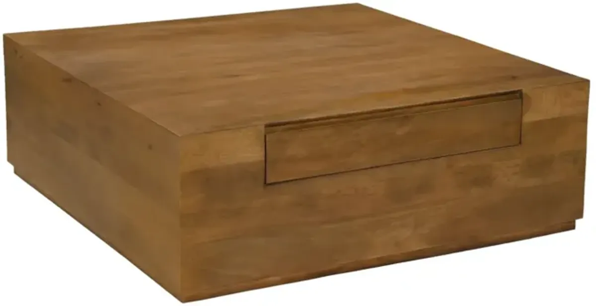 Flagstaff Square Cocktail Table in Spice Tan with 2-Drawers